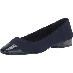 Anne Klein Womens Blue LeatherClosed Pointed ToePull-On Carlie Ballet Flat